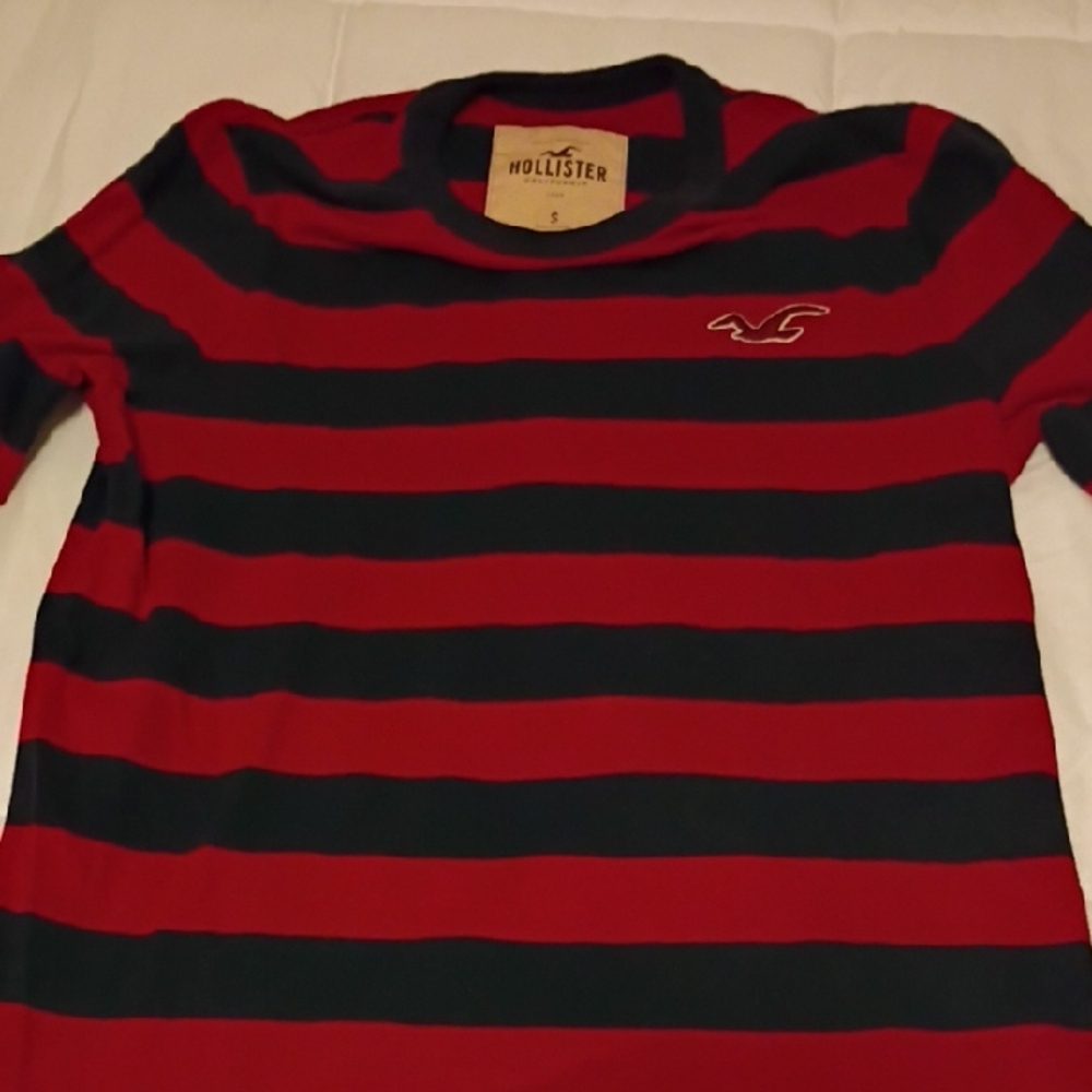 Hollister Red & Navy Striped Short-Sleeve Tee